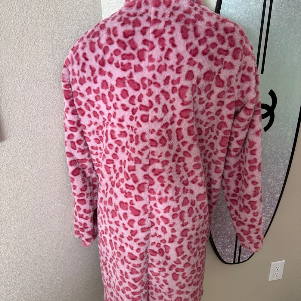 Pink Leopard Print Faux Fur Coat - Picture 2 of 2